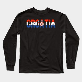 Hrvatska Croatia Distressed Flag Long Sleeve T-Shirt